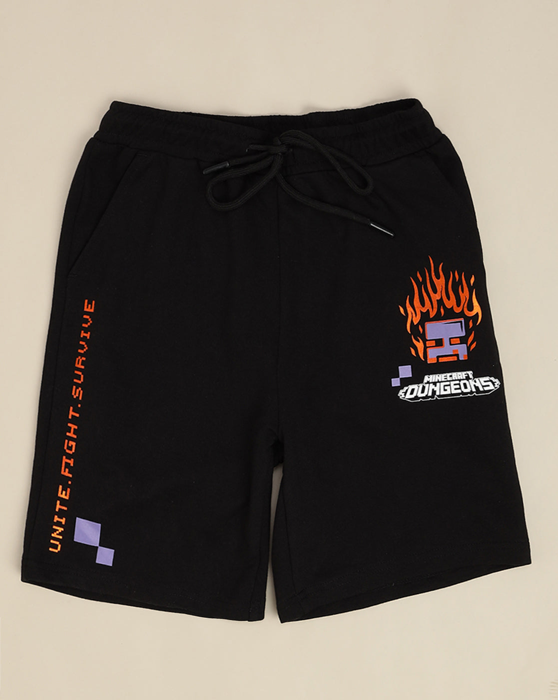 Minecraft Printed Regular Fit Shorts For Boys