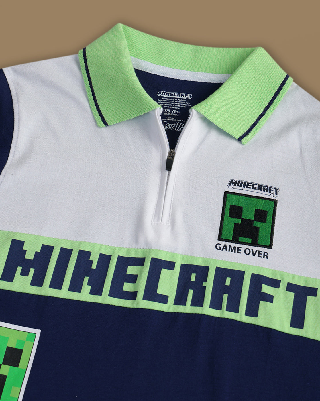 Minecraft Embroidered Regular Fit Polo-T-Shirt For Boys