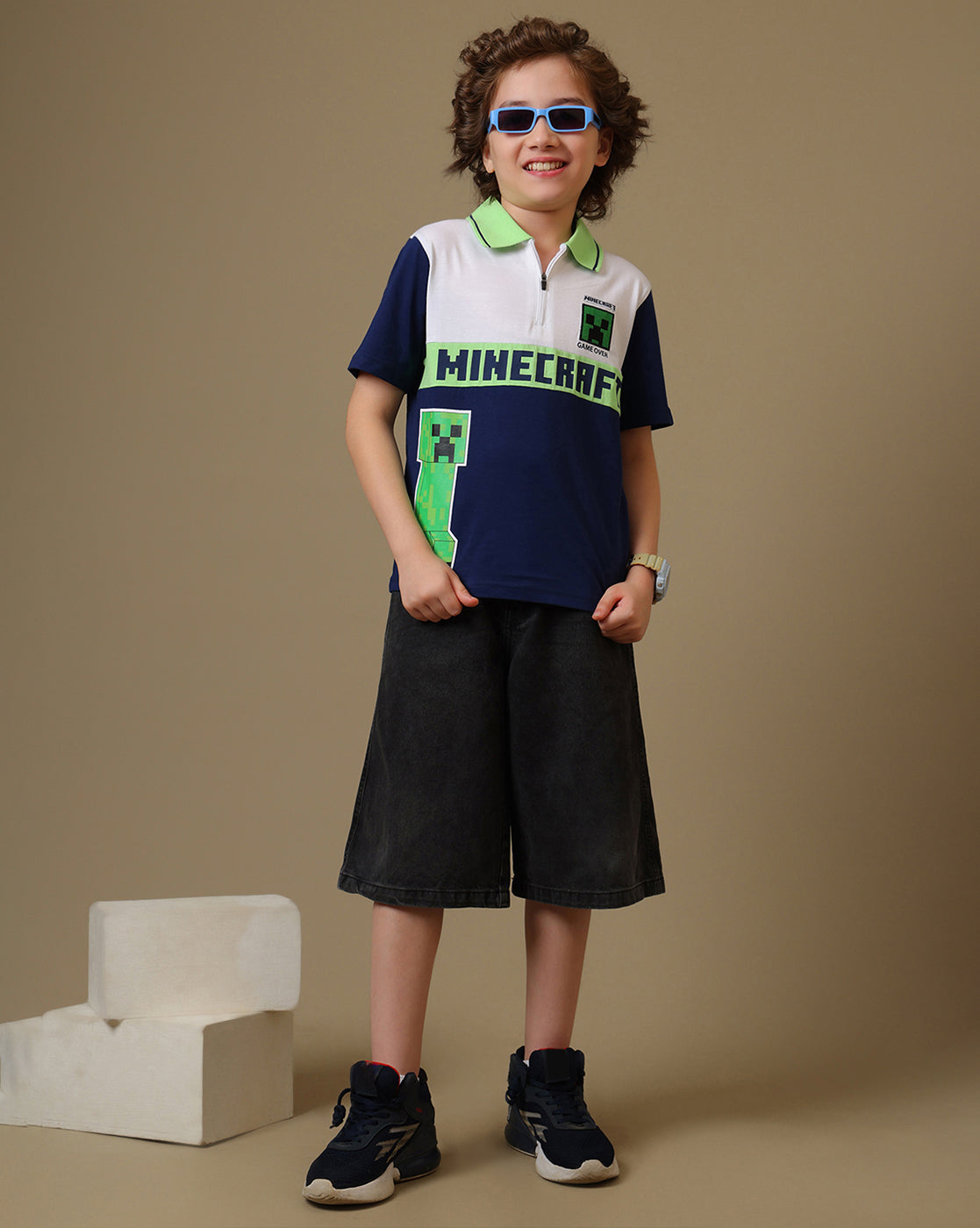 Minecraft Embroidered Regular Fit Polo-T-Shirt For Boys