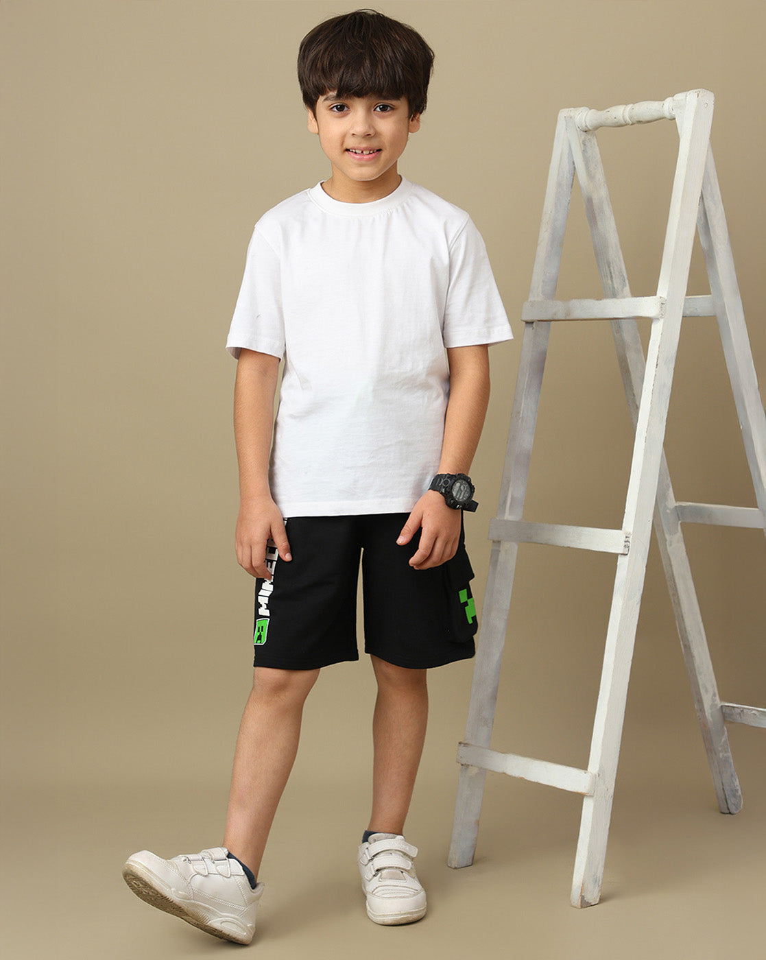 Minecraft Printed Regular Fit Shorts For Boys