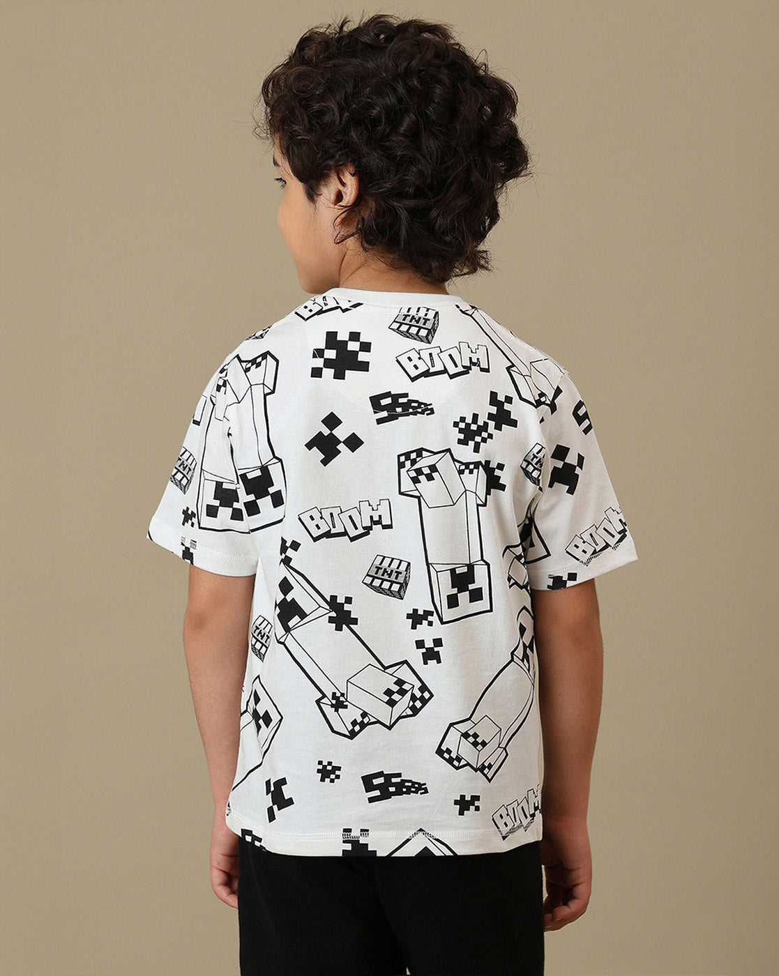 Minecraft Reversible Sequins Printed Regular Fit Tshirt For Boys