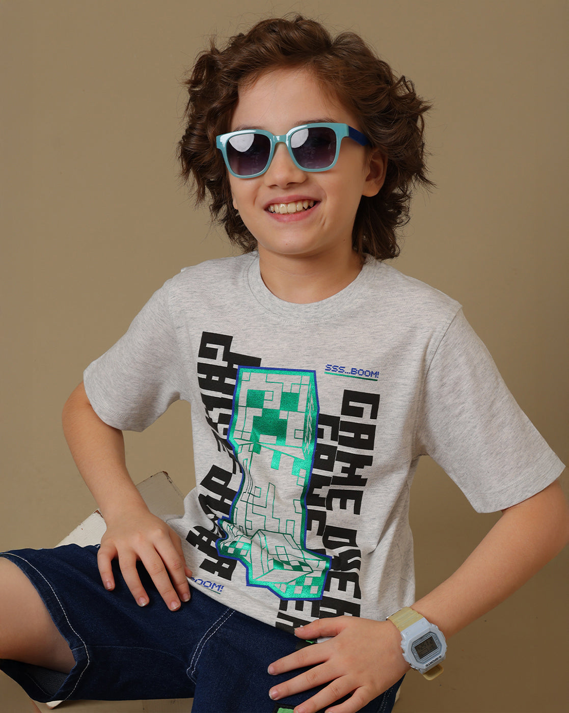 Minecraft Printed Regular Fit Tshirt For Boys