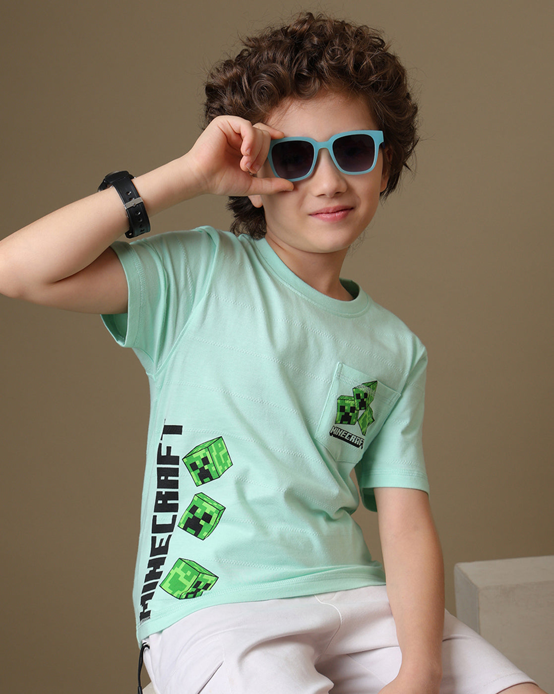 Minecraft Printed Regular Fit Tshirt For Boys