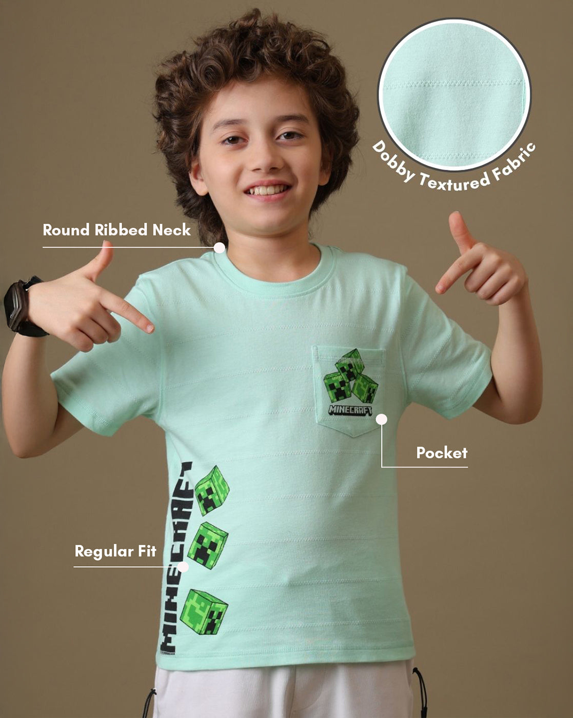 Minecraft Printed Regular Fit Tshirt For Boys