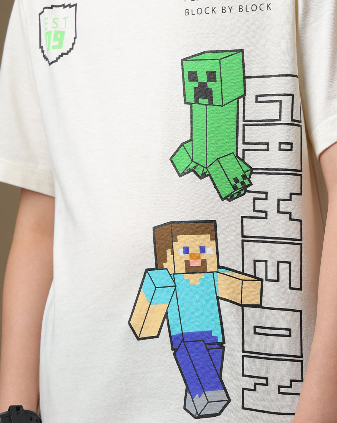 Minecraft Printed Regular Fit Tshirt For Boys