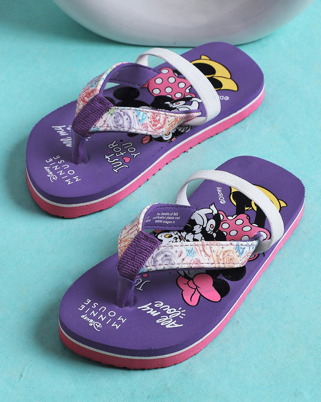 Minnie Printed Purple Flip-Flops For Kids Girls