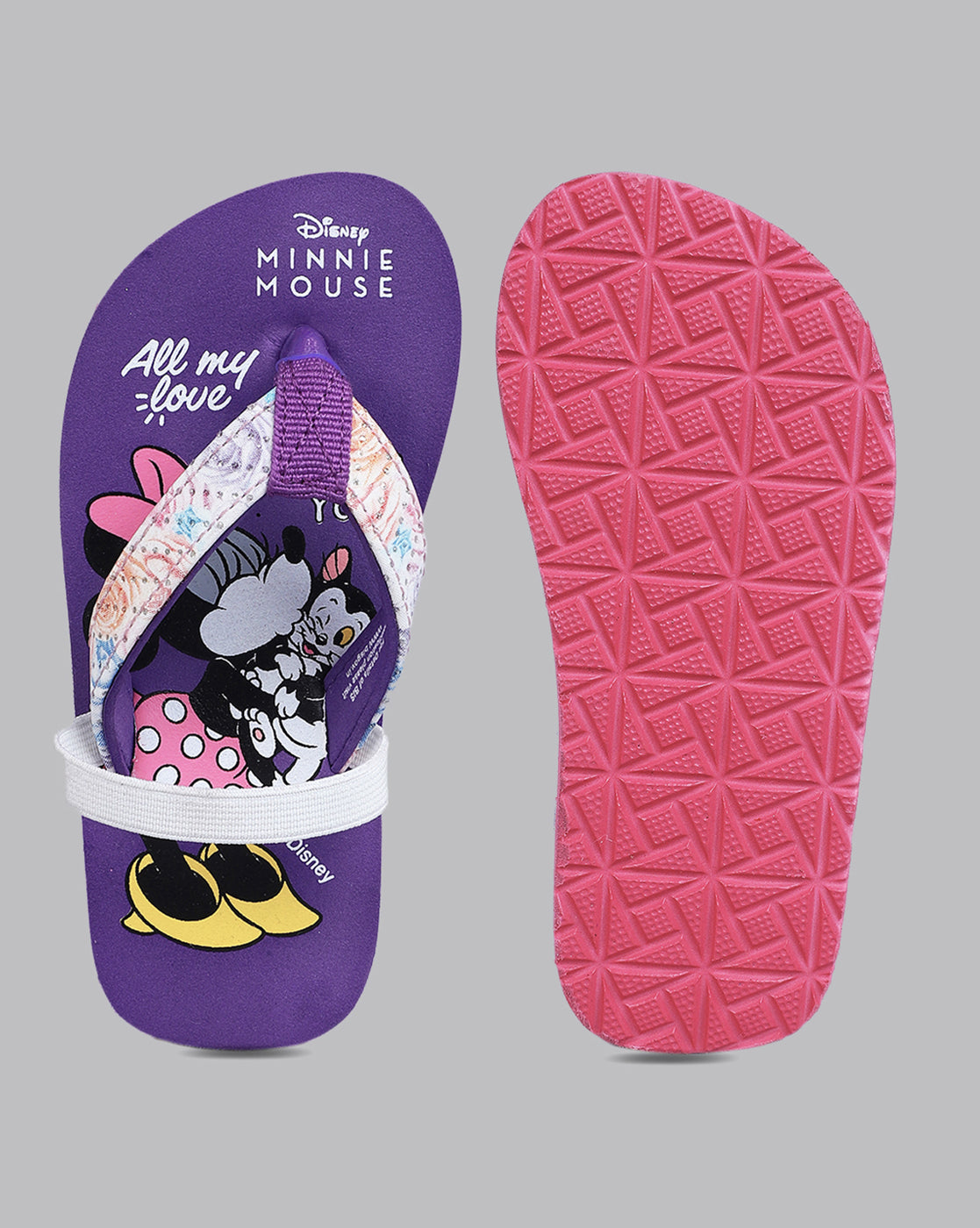 Minnie Printed Purple Flip-Flops For Kids Girls
