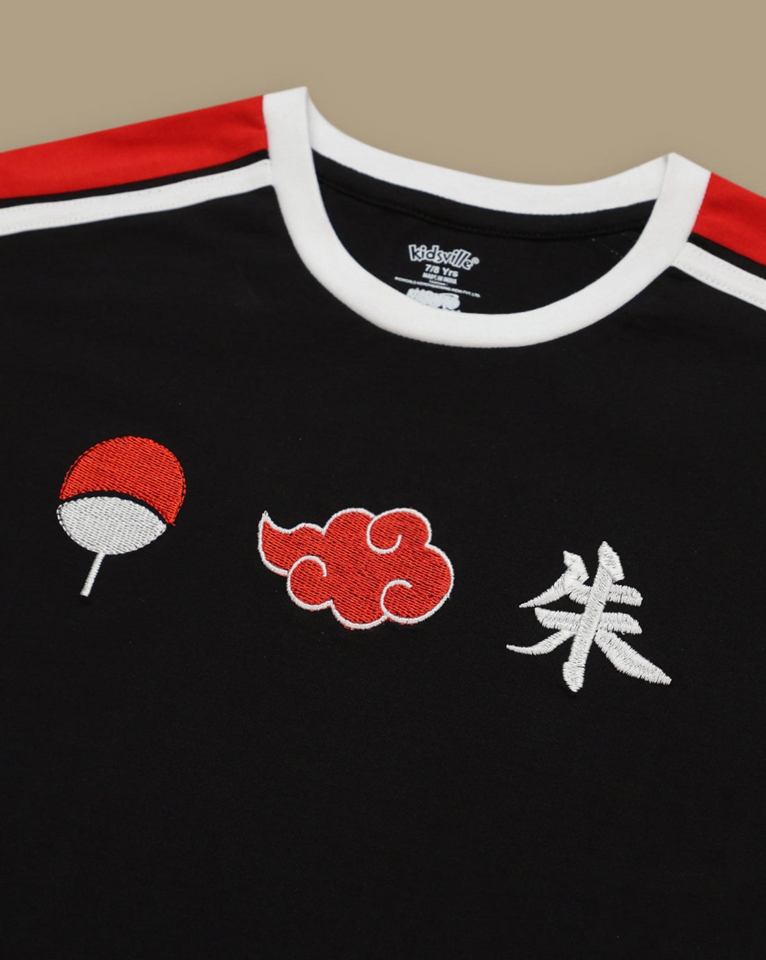 Naruto Akatsuki & Uchiha Embroidered Relaxed Fit Tshirt For Girls