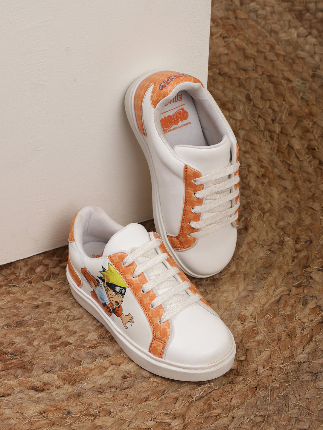Kids Boys Naruto Printed White/Orange Shoes