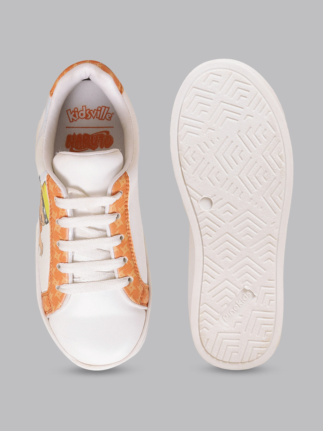 Kids Boys Naruto Printed White/Orange Shoes