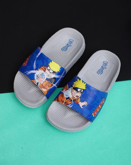 Naruto Printed Blue Sliders for Boys