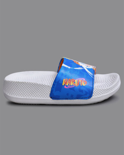 Naruto Printed Blue Sliders for Boys