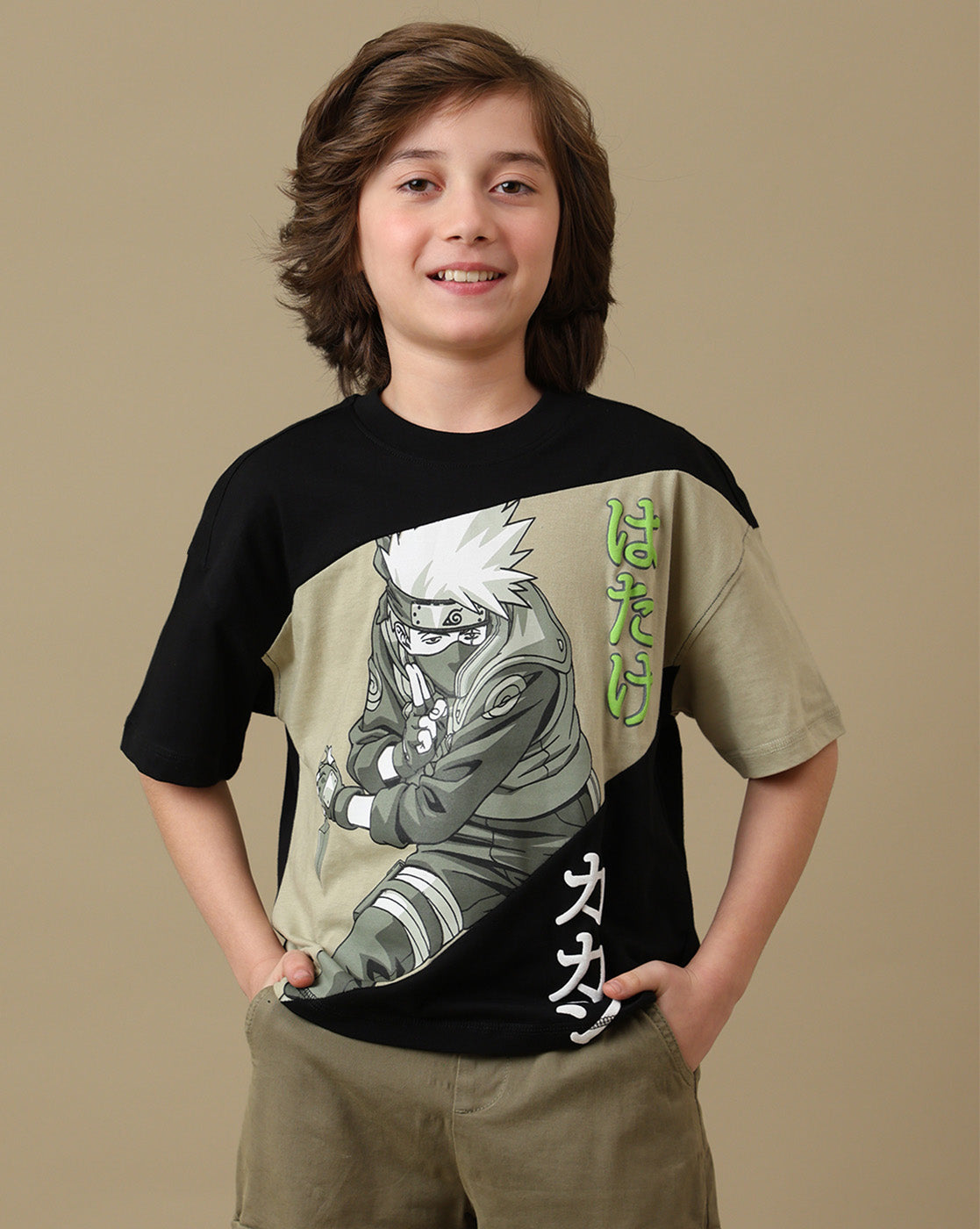 Naruto Graphic Printed Oversized Fit Tshirt For Boys