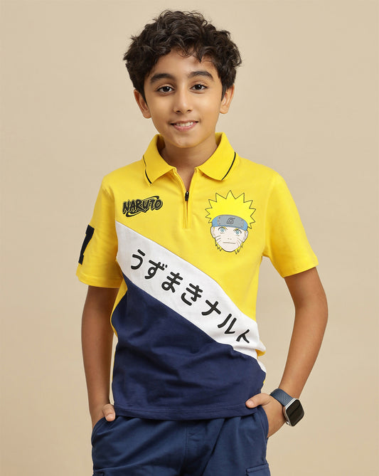 Naruto Printed Regular Fit Polo-T-Shirt For Boys