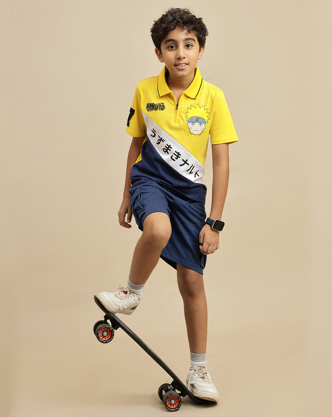 Naruto Printed Regular Fit Polo-T-Shirt For Boys