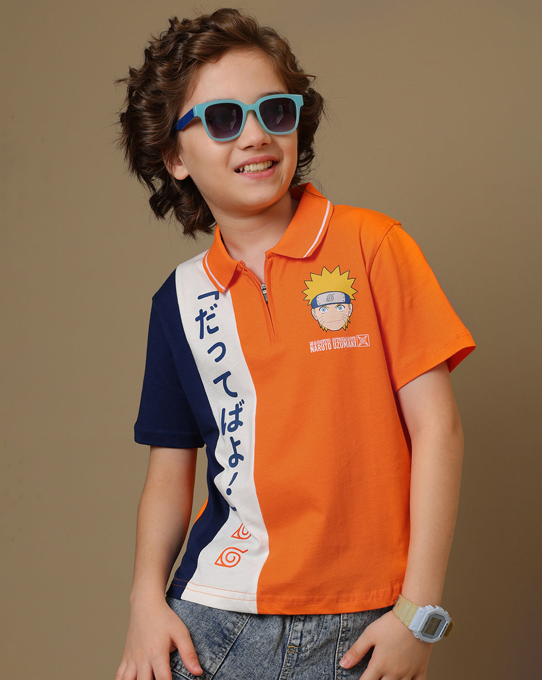Naruto Printed Regular Fit Polo-T-Shirt For Boys