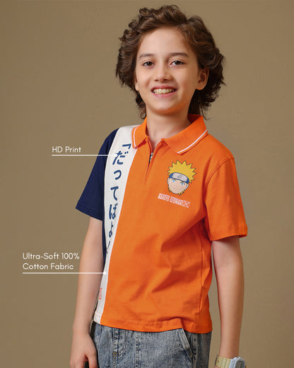 Naruto  Regular Fit Polo-T-Shirt  Boys