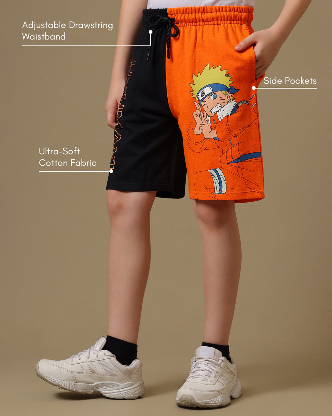 Naruto Printed Regular Fit Shorts For Boys