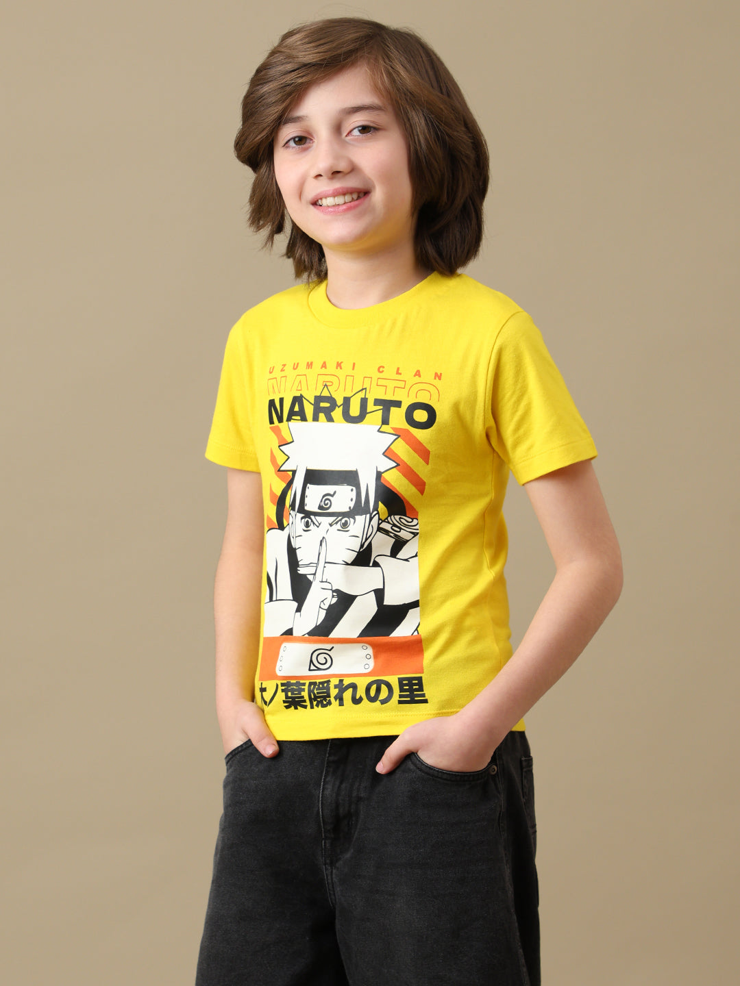 Naruto Graphic Printed Regular Fit Pack Of 3 Tshirt For Boys