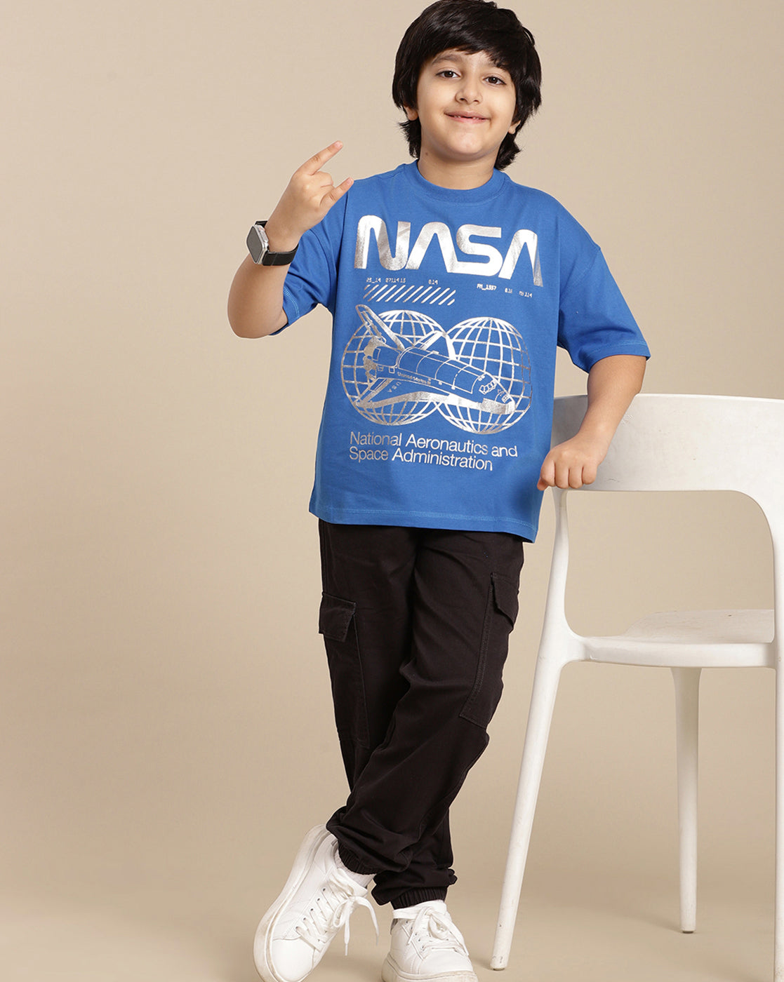 Nasa Printed Oversize Tshirt For Boys