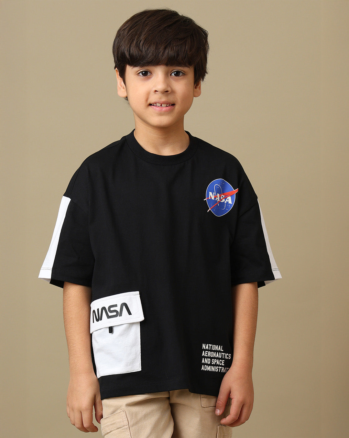 Nasa Printed Oversized Fit Tshirt  With Pouch Pocket For Boys