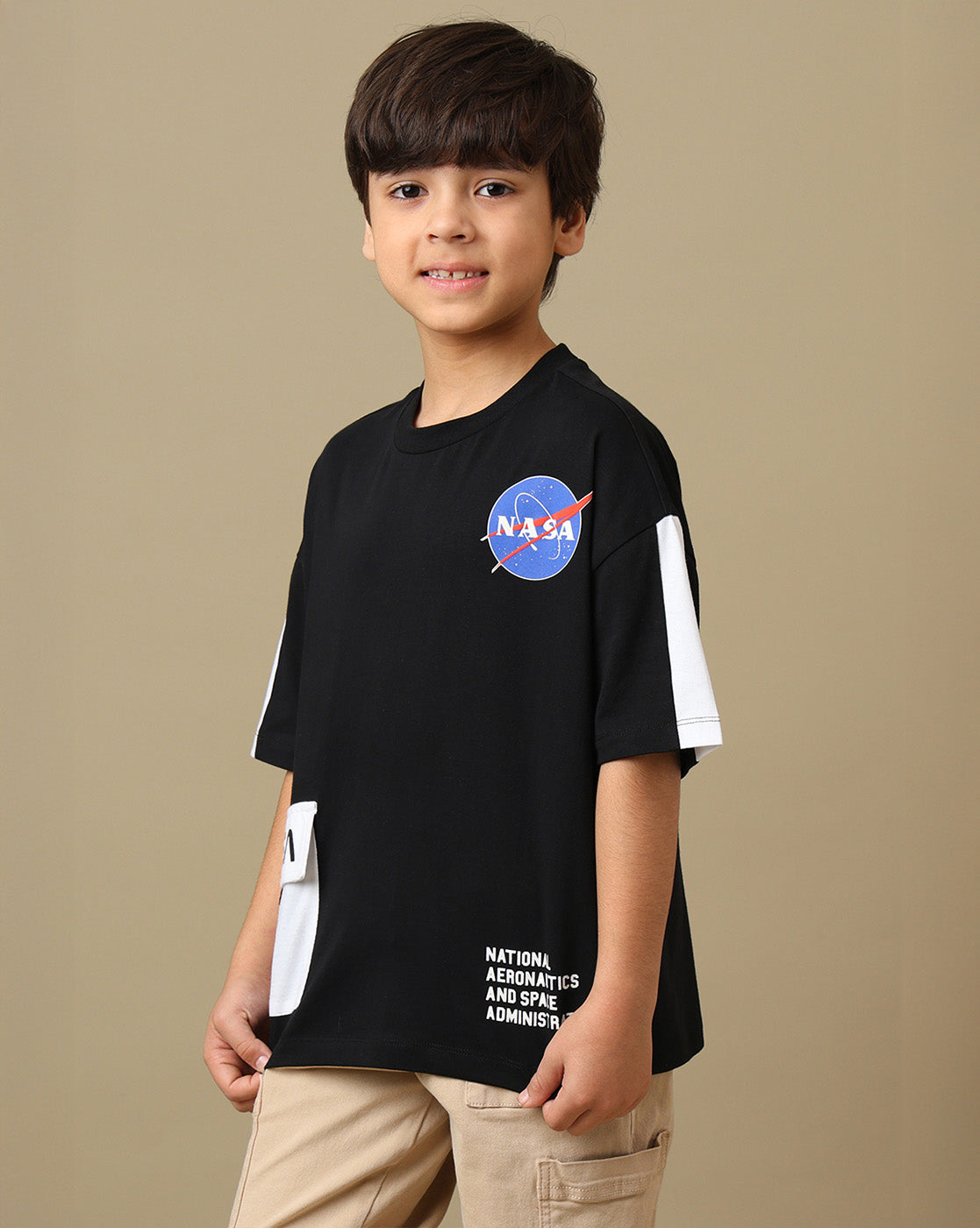 Nasa Printed Oversized Fit Tshirt  With Pouch Pocket For Boys