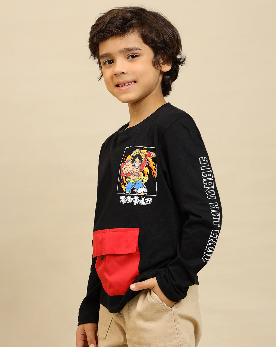 One Piece Printed Regular Fit Tshirt With Pouch Pocket  For Boys