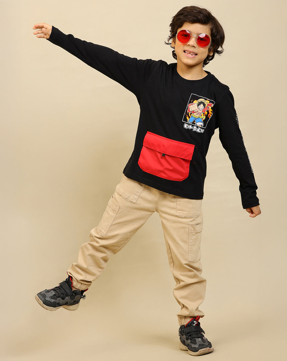 One Piece Printed Regular Fit Tshirt With Pouch Pocket  For Boys
