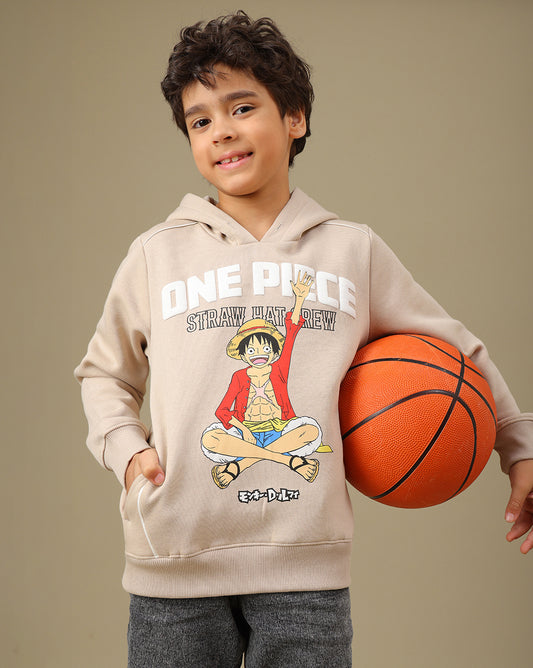 One Piece Printed Regular Fit Hoodie For Boys