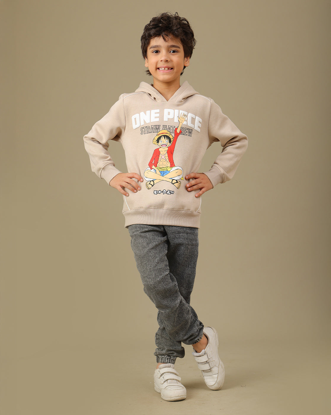 One Piece Printed Regular Fit Hoodie For Boys