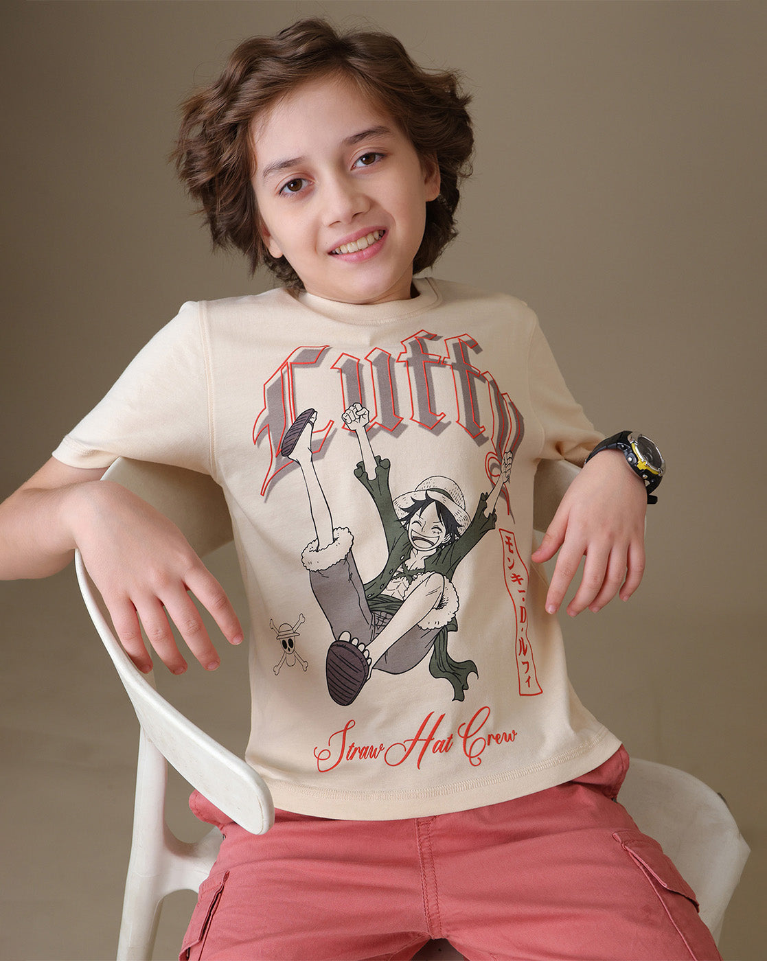 One Piece Monkey D. Luffy  Regular Fit Tshirt  Boys