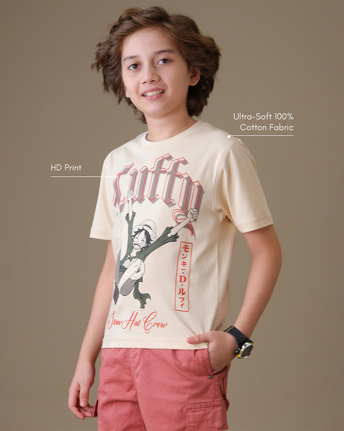 One Piece Monkey D. Luffy  Regular Fit Tshirt  Boys