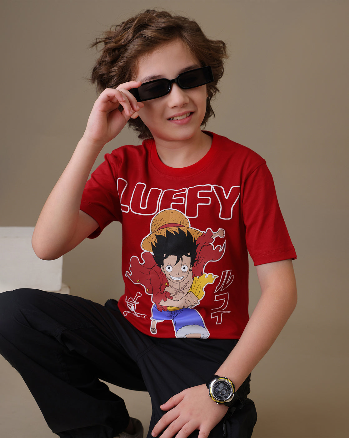 One Piece Monkey D. Luffy  Regular Fit Tshirt  Boys
