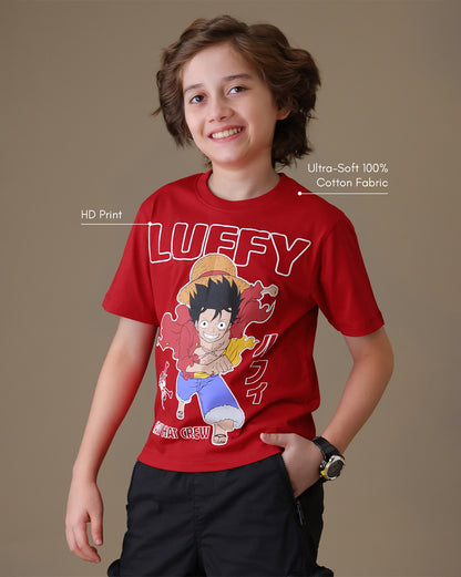 One Piece Monkey D. Luffy  Regular Fit Tshirt  Boys