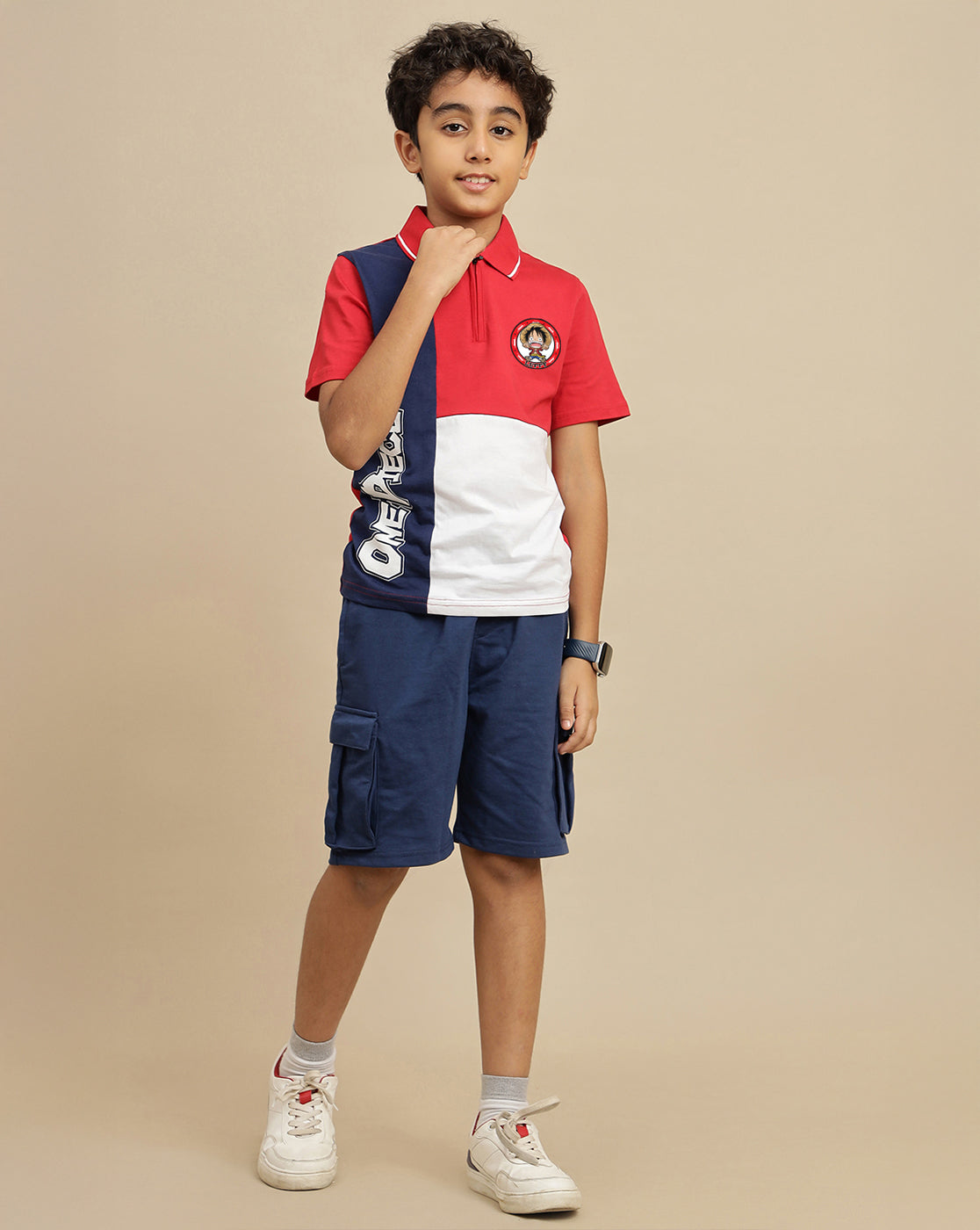 One Piece Printed Regular Fit Polo-T-Shirt For Boys