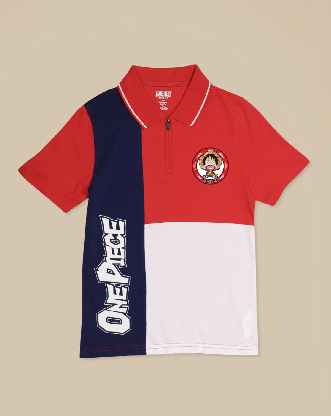One Piece Printed Regular Fit Polo-T-Shirt For Boys