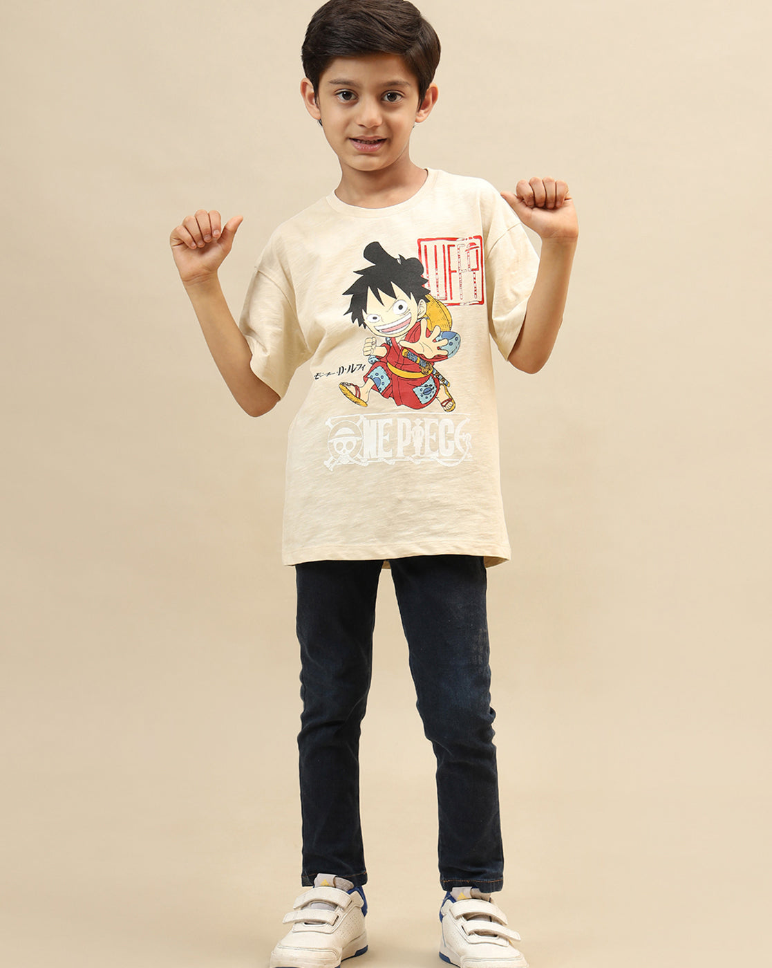 One Piece Printed Oversized Tshirt Boys