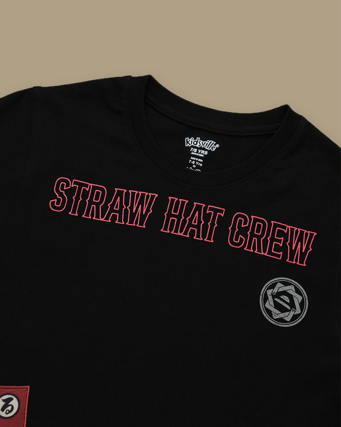 One Piece Straw Hat Crew Luffy Printed Regular Fit Tshirt For Boys