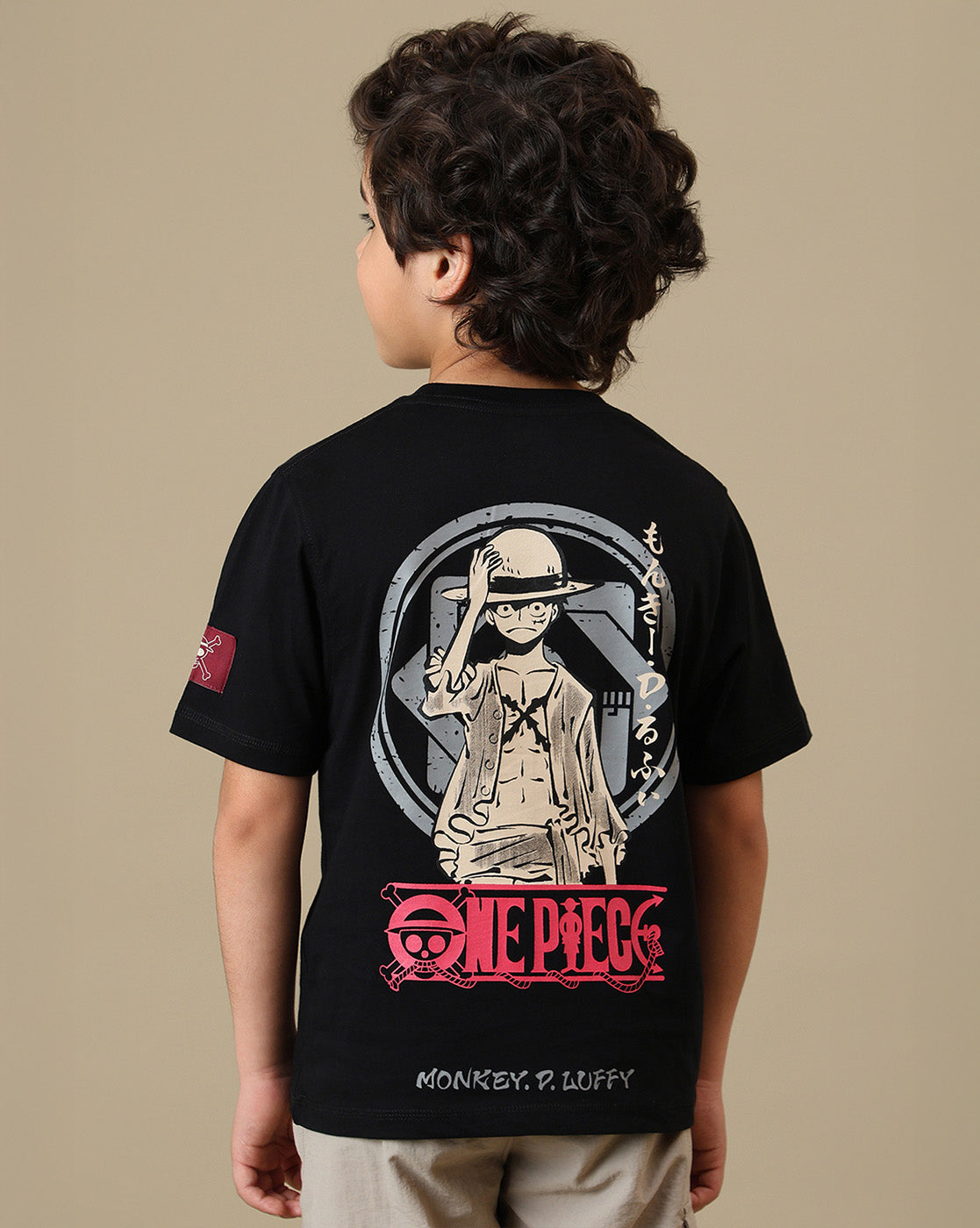 One Piece Straw Hat Crew Luffy Printed Regular Fit Tshirt For Boys