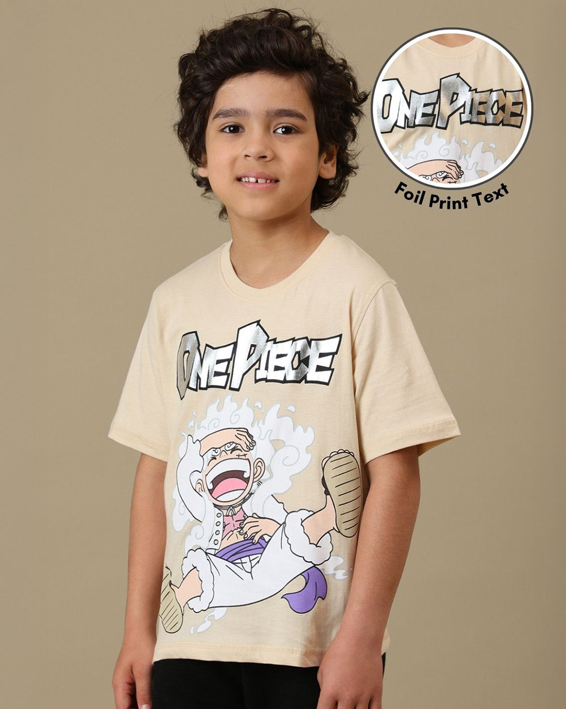 One Piece Luffy Gear 5 Printed Regular Fit Tshirt For Boys