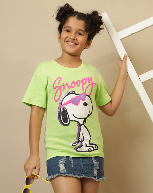 Peanuts Printed Oversized Fit Tshirt For Girls