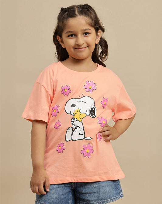 Snoopy Printed Oversized Tshirt For Girls