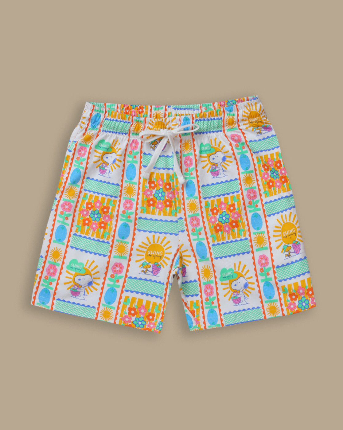 Peanuts Printed Regular Fit Tshirt & Shorts Co-Ords Set For Girls