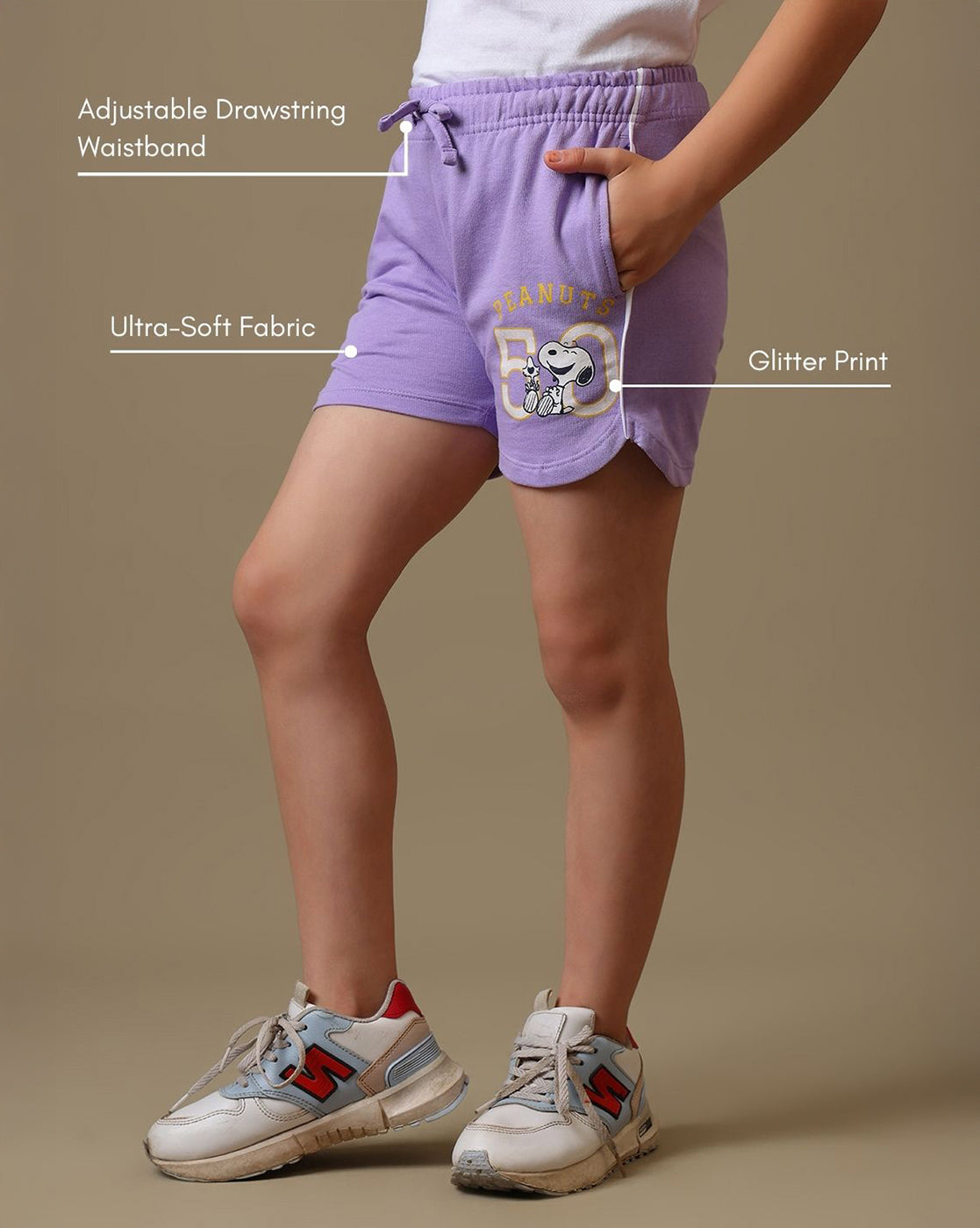 Peanuts Snoopy Printed Relaxed Fit Shorts For Girls