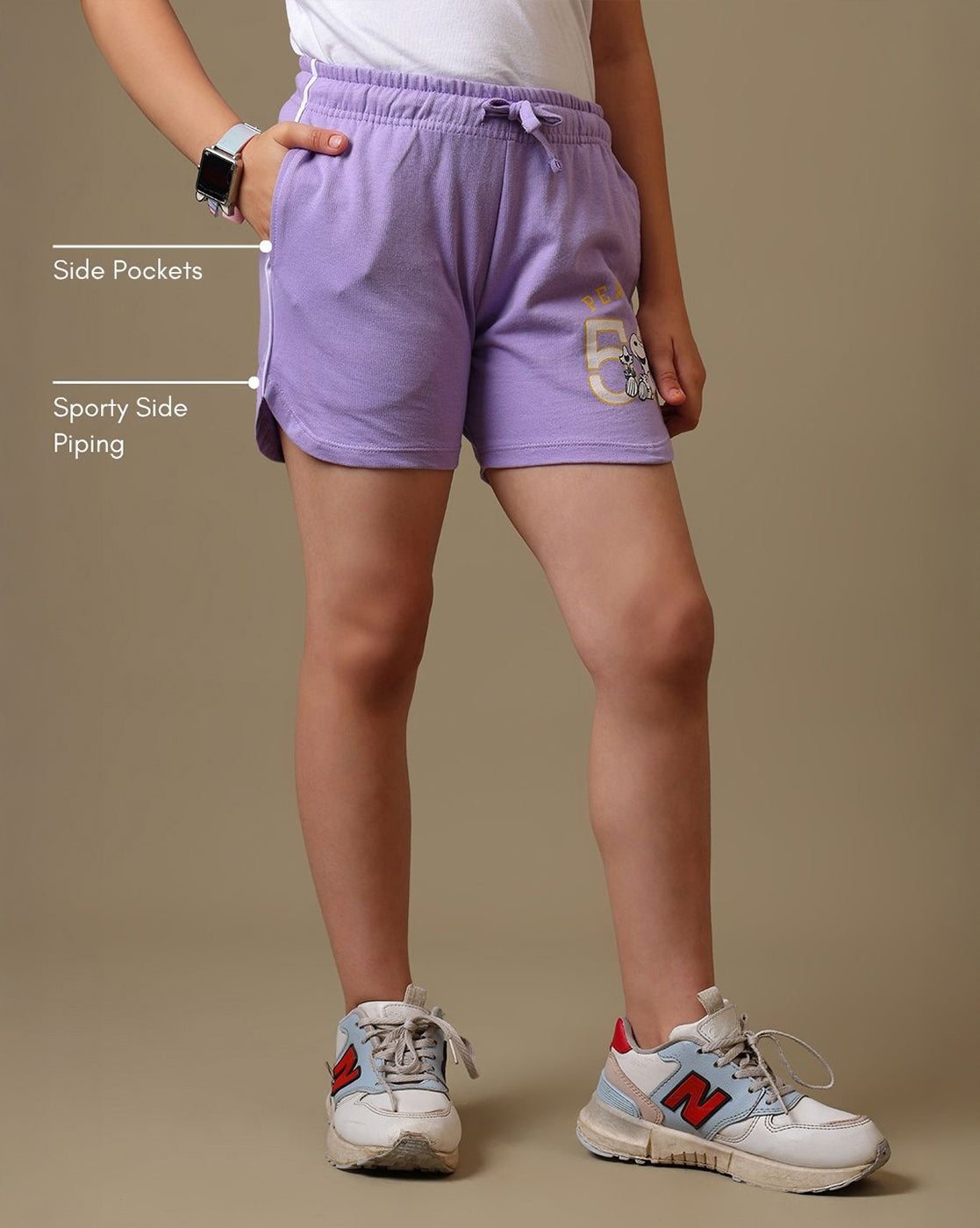 Peanuts Snoopy Printed Relaxed Fit Shorts For Girls