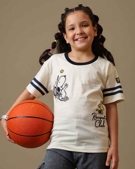 Peanuts Snoopy Embroidered Relaxed Fit Shorts For Girls