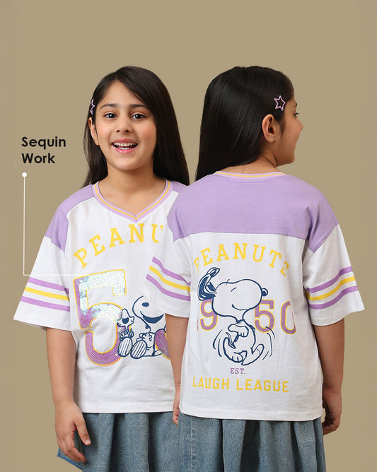 Peanuts Printed Boxy Fit Tshirt For Girls