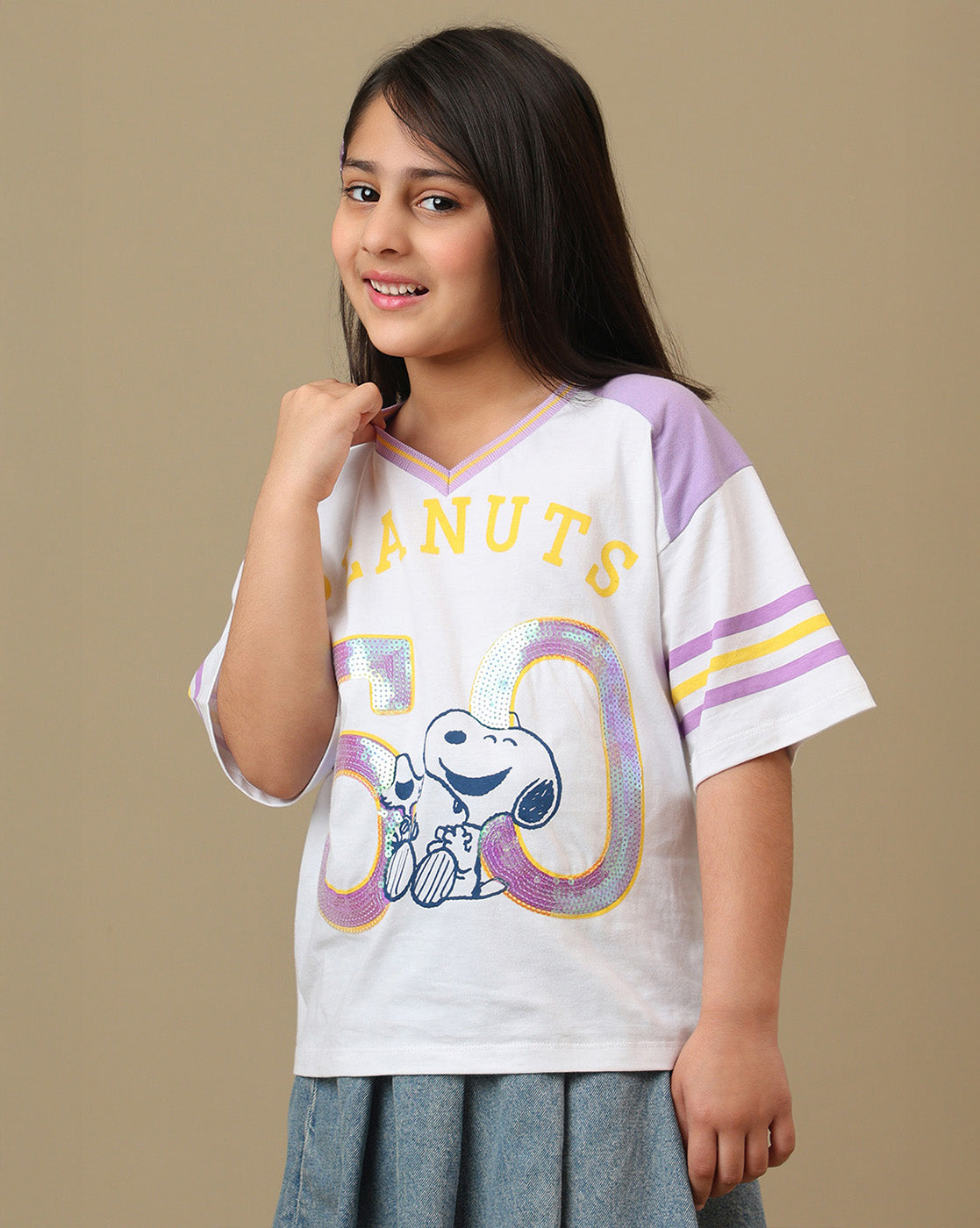 Peanuts Printed Boxy Fit Tshirt For Girls