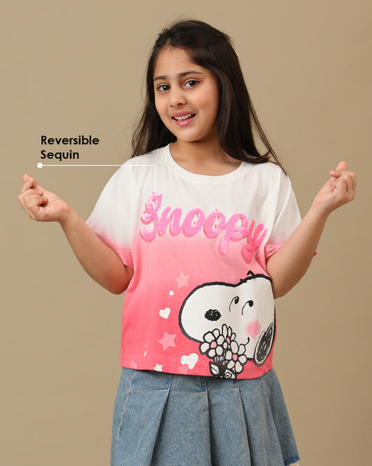 Peanuts Printed Boxy Fit Tshirt For Girls