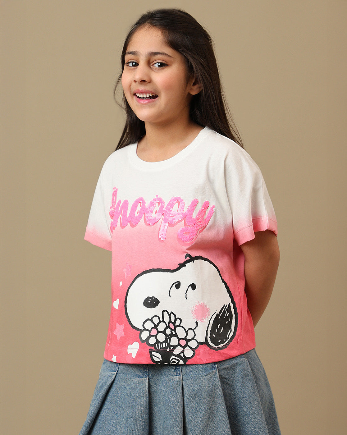 Peanuts Printed Boxy Fit Tshirt For Girls